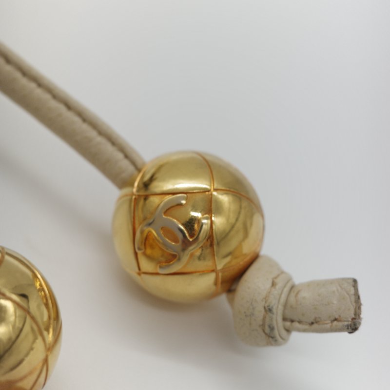 Chanel 香奈兒 CC Logo 粒面牛皮 雙金球 中古 奶白色 水桶包 斜挎包-16