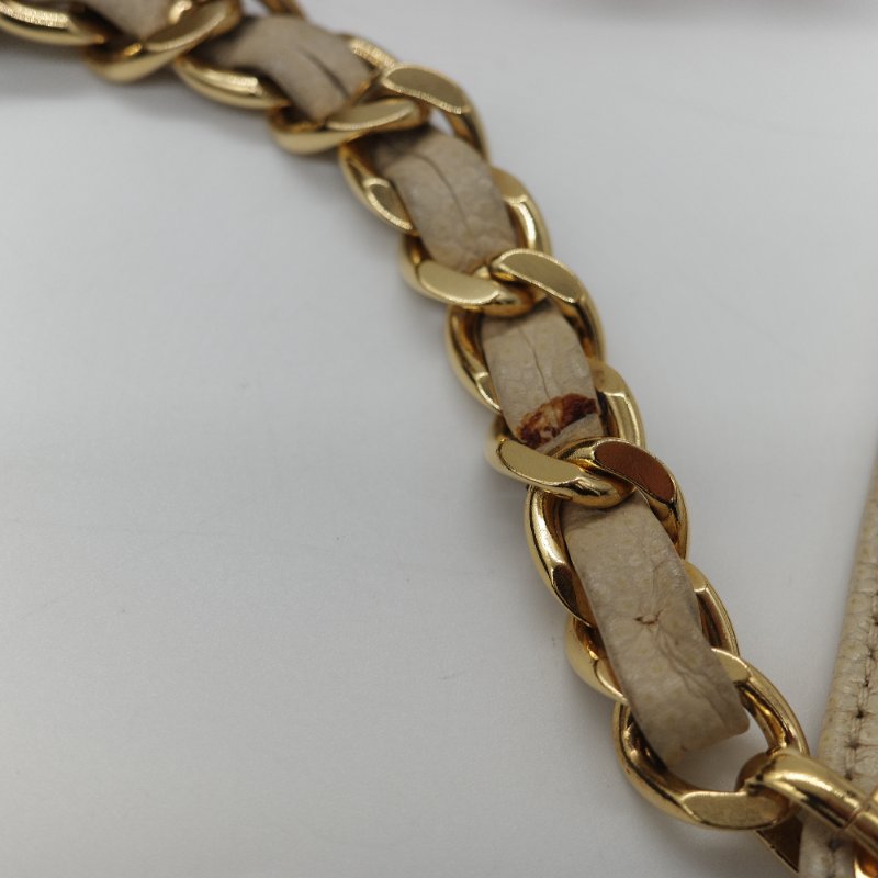 Chanel 香奈兒 CC Logo 粒面牛皮 雙金球 中古 奶白色 水桶包 斜挎包-30