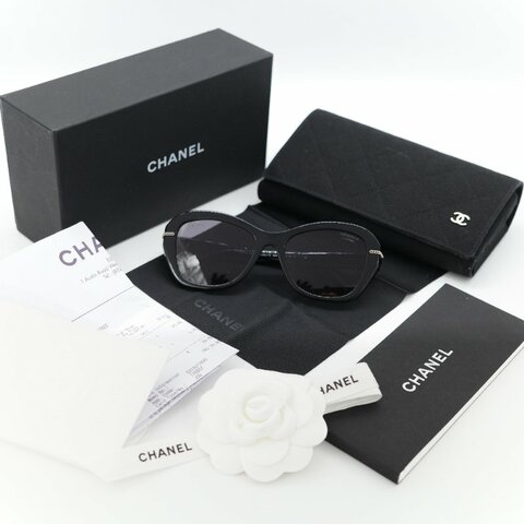 Chanel 香奈兒 Logo 鏈條 CC 黑色 墨鏡