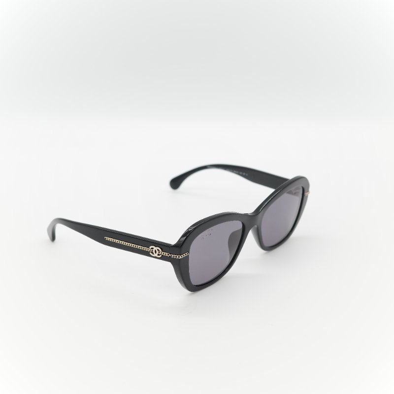 Chanel 香奈兒 Logo 鏈條 CC 黑色 墨鏡-6