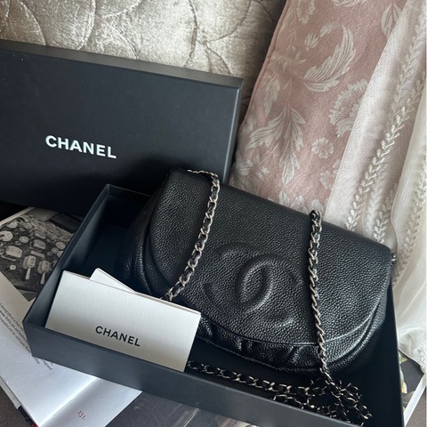 香奈兒 黑銀荔枝經典雙c經典款 迷你翻蓋鏈條包 斜挎包 包 黑色 男生 女生 chanel caviar black flap bag