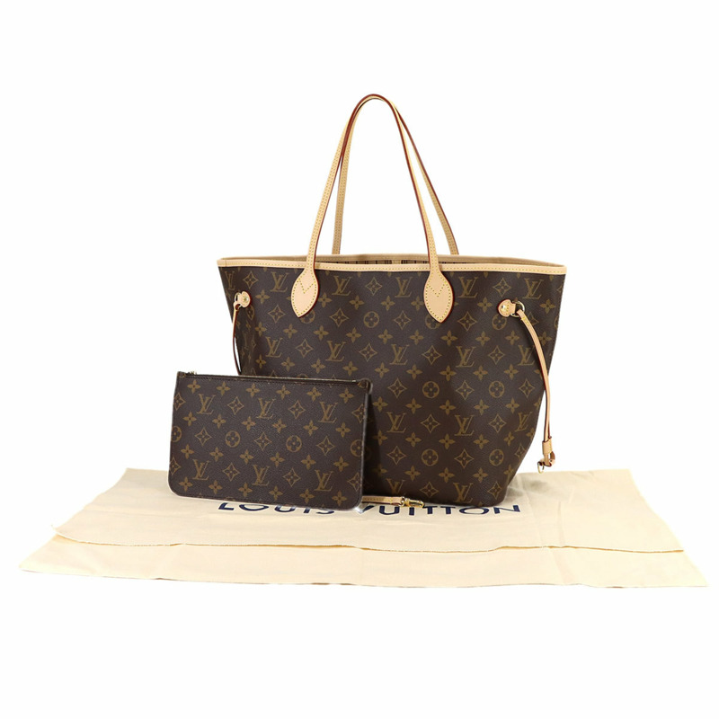 路易威登 Monogram Neverfull MM 手提包,棕色/玫瑰色/米色,M46975,帶 RFID 防盜功能-0
