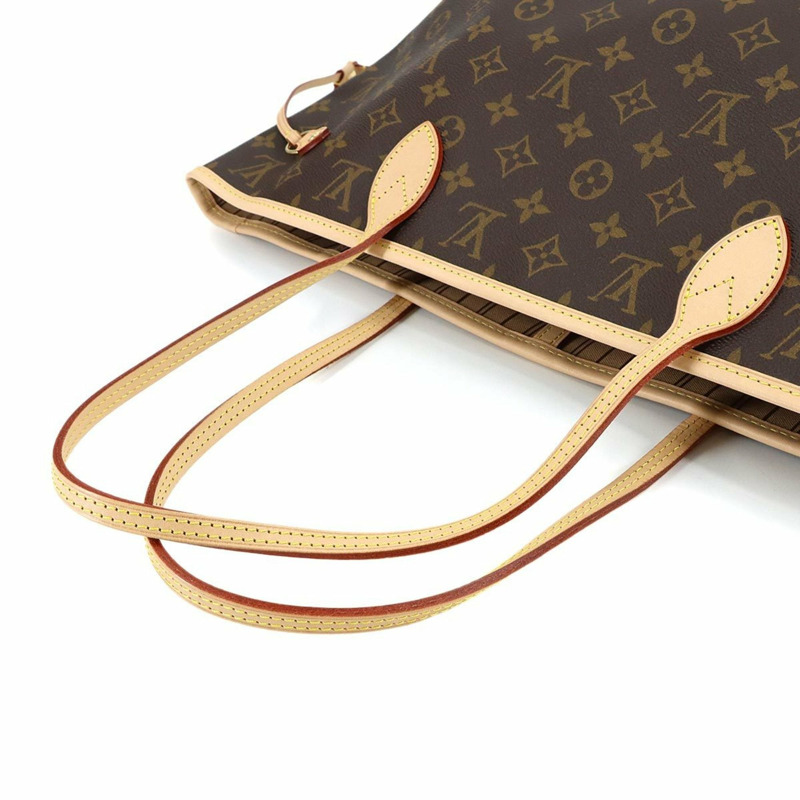 路易威登 Monogram Neverfull MM 手提包,棕色/玫瑰色/米色,M46975,帶 RFID 防盜功能-4