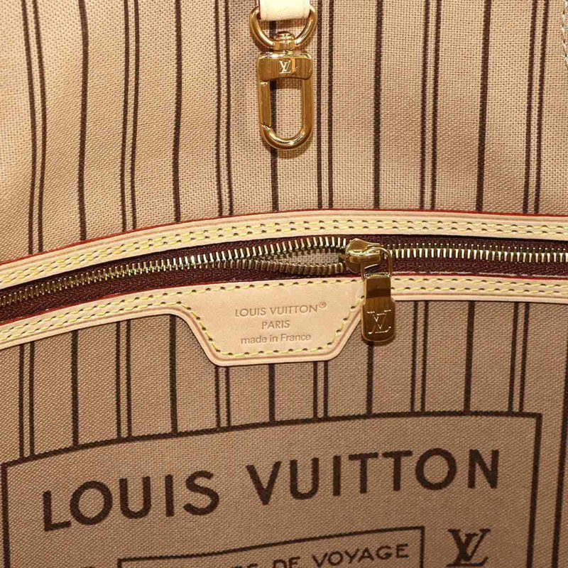 路易威登 Monogram Neverfull MM 手提包,棕色/玫瑰色/米色,M46975,帶 RFID 防盜功能-6