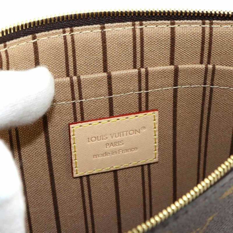 路易威登 Monogram Neverfull MM 手提包,棕色/玫瑰色/米色,M46975,帶 RFID 防盜功能-7