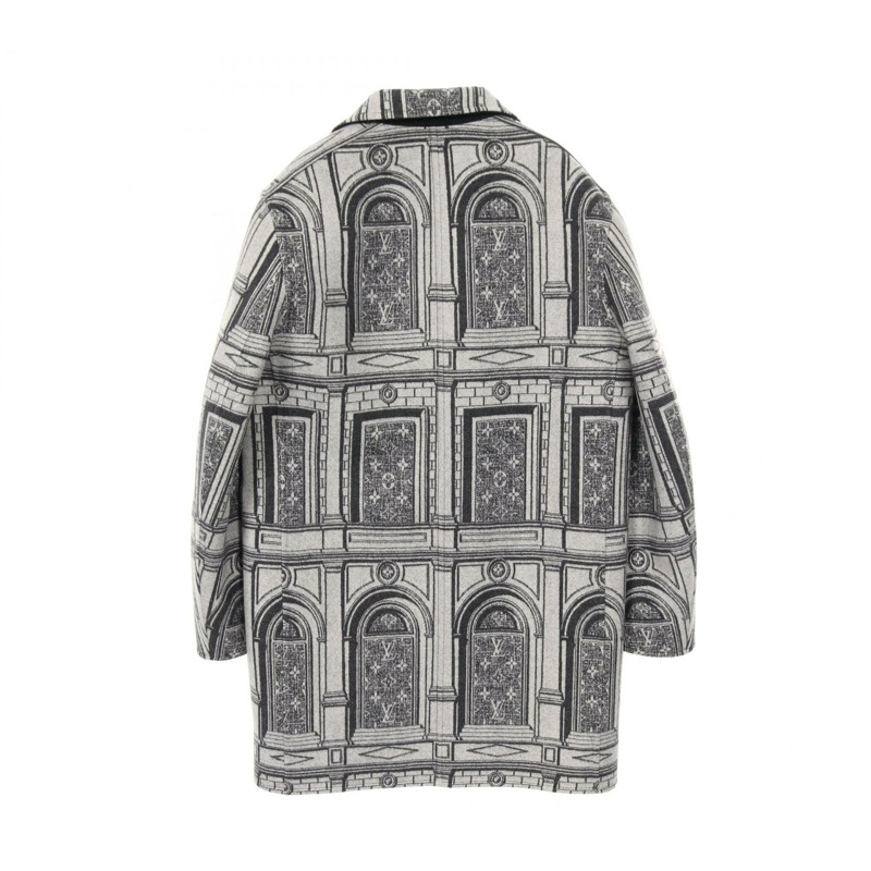 路易威登 (LOUIS VUITTON) × FORNASETTI 聯名款夾克 其他外套 RW212B HY2 FLMA85 羊毛皮革 灰色 黑色 二手 女款-1