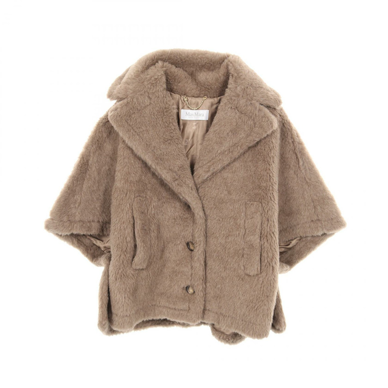 MAX MARA 泰迪熊披肩 其他外套 羊毛 絲綢 羊駝毛 灰色 二手 女款-0