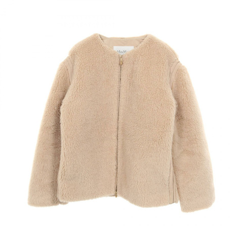 MAX MARA 泰迪熊拉鍊外套 其他外套 羊毛 絲綢 羊駝毛 米色 二手 女款