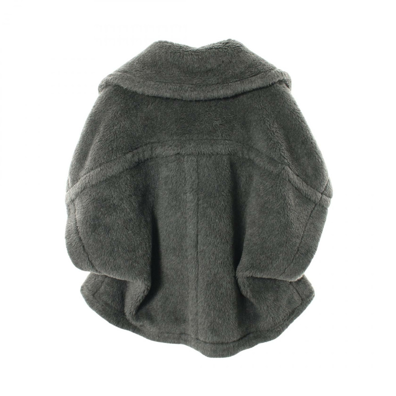 MAX MARA 泰迪熊斗篷外套，羊毛、絲綢、羊駝毛混紡，灰色，二手女款-1