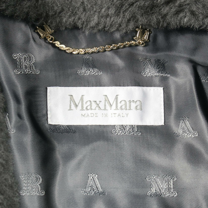 MAX MARA 泰迪熊斗篷外套，羊毛、絲綢、羊駝毛混紡，灰色，二手女款-2