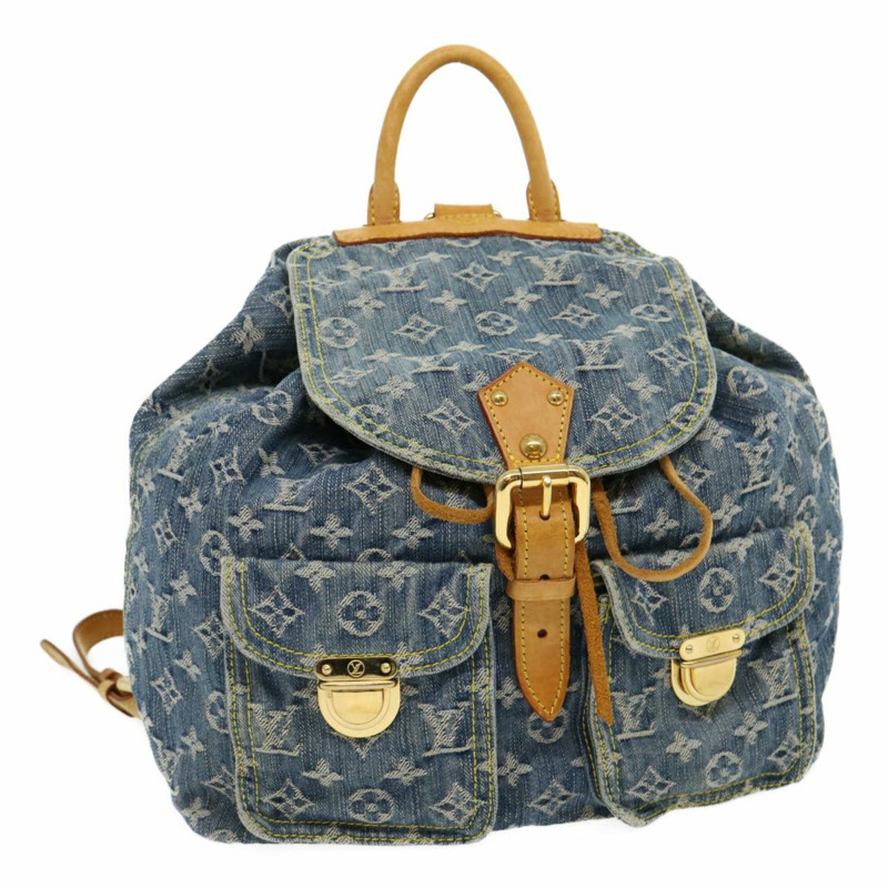 【日本直送】路易威登 Monogram Denim Sac A Dos GM 雙肩包 藍色 M95056 LV Auth 30454V-0