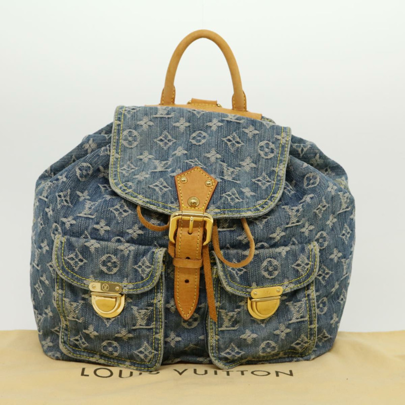 【日本直送】路易威登 Monogram Denim Sac A Dos GM 雙肩包 藍色 M95056 LV Auth 30454V-11