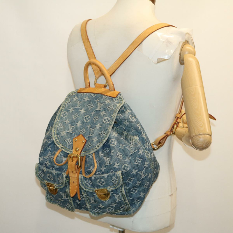【日本直送】路易威登 Monogram Denim Sac A Dos GM 雙肩包 藍色 M95056 LV Auth 30454V-27