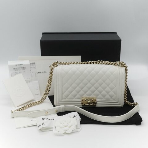 Chanel 香奈兒 Leboy 中型 粒面牛皮 白雪公主 鏈條包 斜挎包 單肩包 兩用包