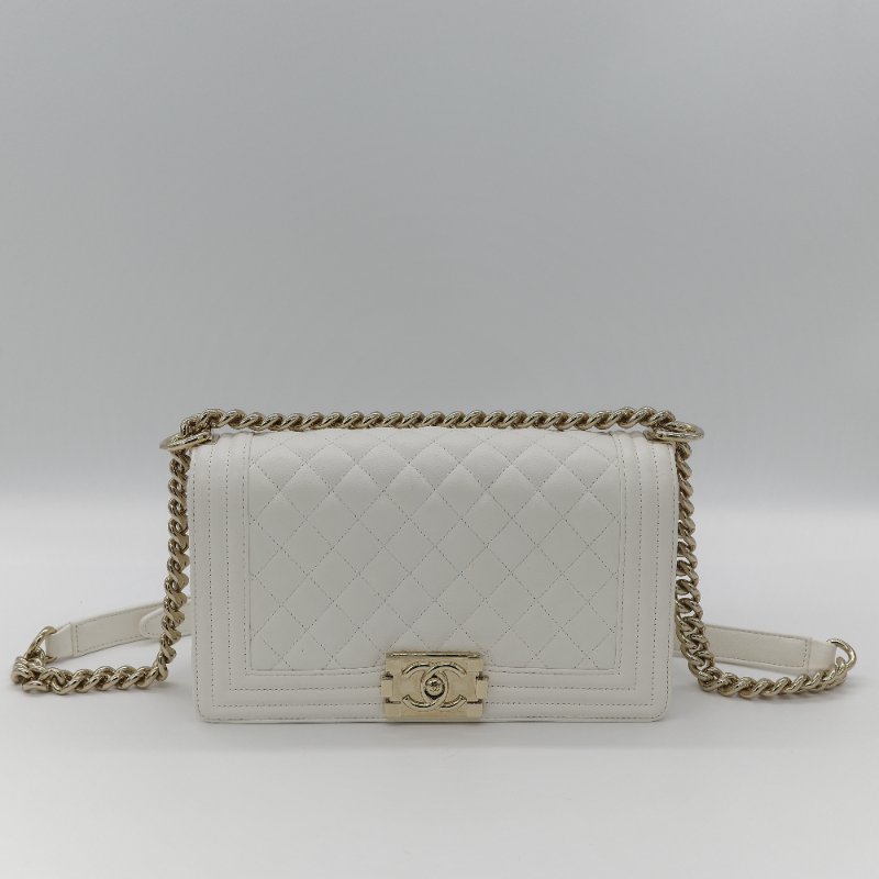 Chanel 香奈兒 Leboy 中型 粒面牛皮 白雪公主 鏈條包 斜挎包 單肩包 兩用包-1