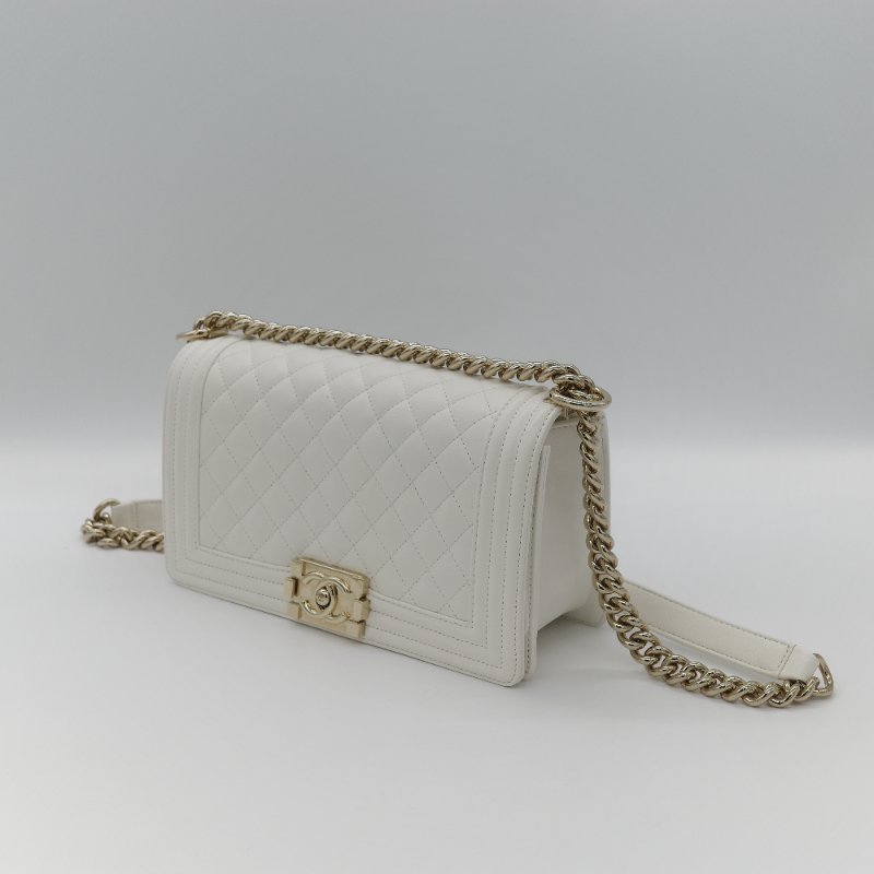 Chanel 香奈兒 Leboy 中型 粒面牛皮 白雪公主 鏈條包 斜挎包 單肩包 兩用包-3