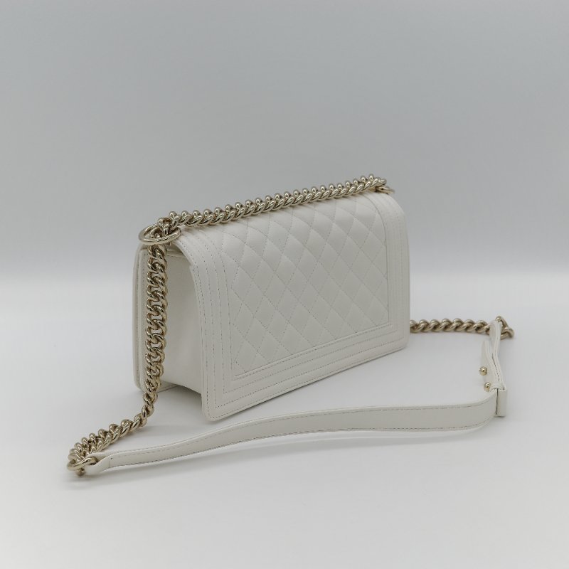 Chanel 香奈兒 Leboy 中型 粒面牛皮 白雪公主 鏈條包 斜挎包 單肩包 兩用包-4