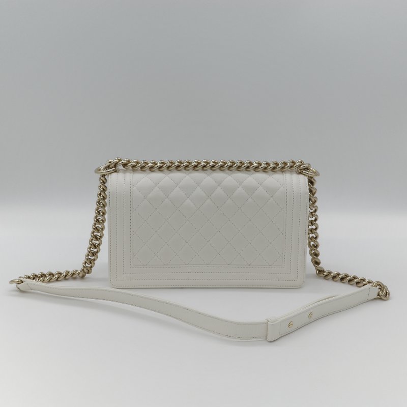 Chanel 香奈兒 Leboy 中型 粒面牛皮 白雪公主 鏈條包 斜挎包 單肩包 兩用包-5
