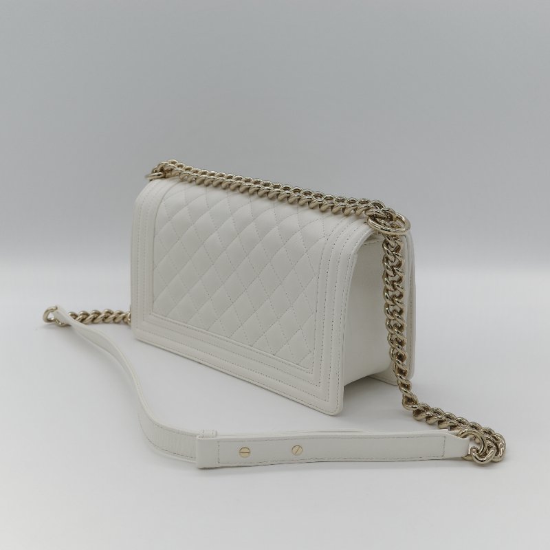 Chanel 香奈兒 Leboy 中型 粒面牛皮 白雪公主 鏈條包 斜挎包 單肩包 兩用包-6