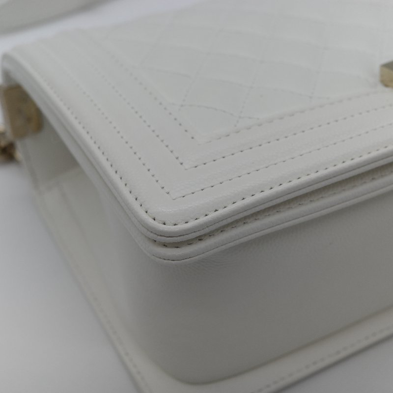 Chanel 香奈兒 Leboy 中型 粒面牛皮 白雪公主 鏈條包 斜挎包 單肩包 兩用包-12