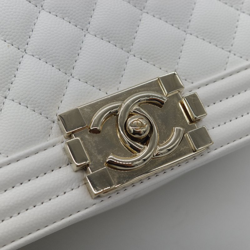 Chanel 香奈兒 Leboy 中型 粒面牛皮 白雪公主 鏈條包 斜挎包 單肩包 兩用包-34