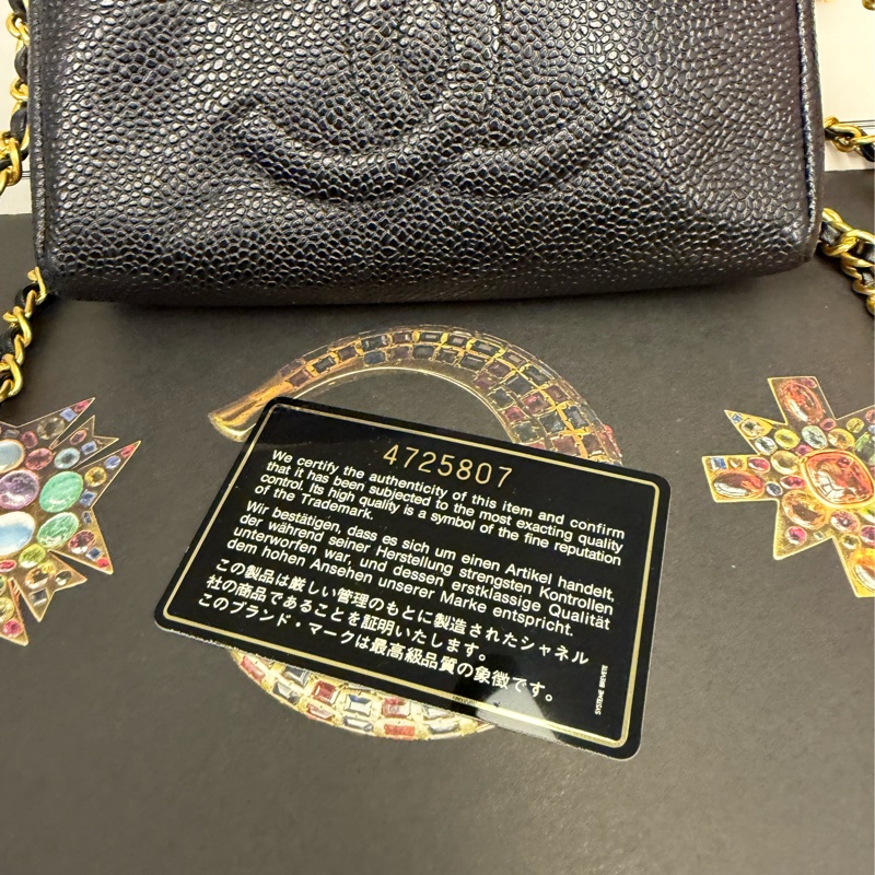 香奈兒 中古包 Chanel 黑金 魚子醬 皮革包 側背包 斜背包 二手古董包 黑色 小包 古董 中古二手Chanel黑色魚子醬皮革側背包斜背包 皮革包 單肩包 古董-14