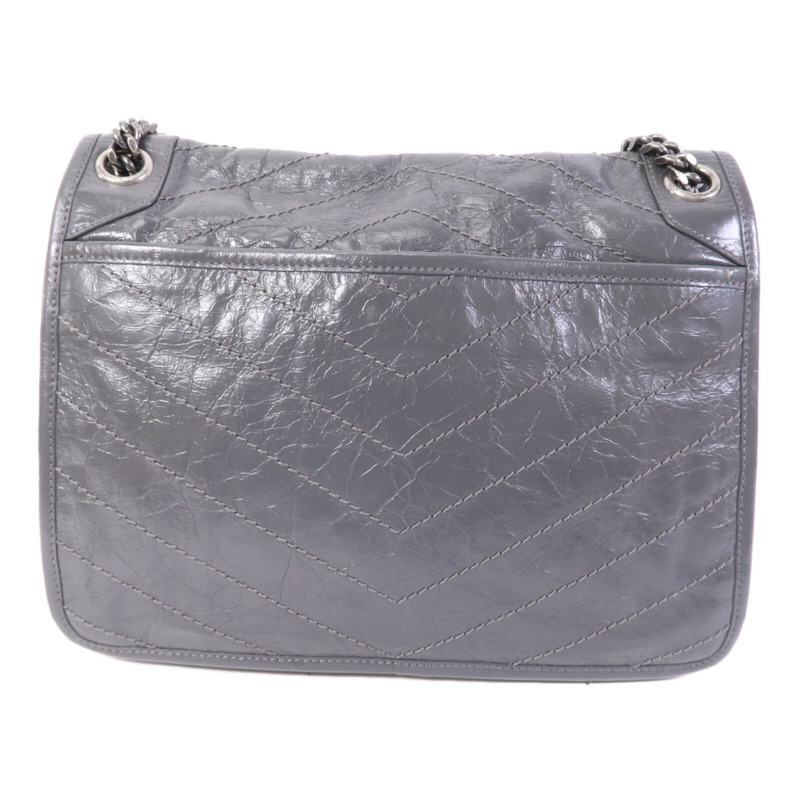 YVES SAINT LAURENT 牛皮皮革Niki銀扣鏈帶肩背袋-1