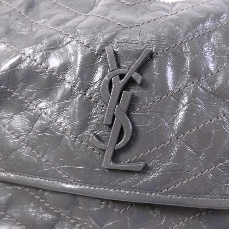 YVES SAINT LAURENT 牛皮皮革Niki銀扣鏈帶肩背袋-6