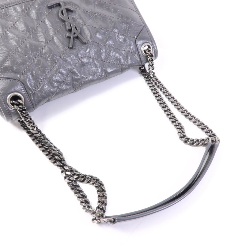 YVES SAINT LAURENT 牛皮皮革Niki銀扣鏈帶肩背袋-8