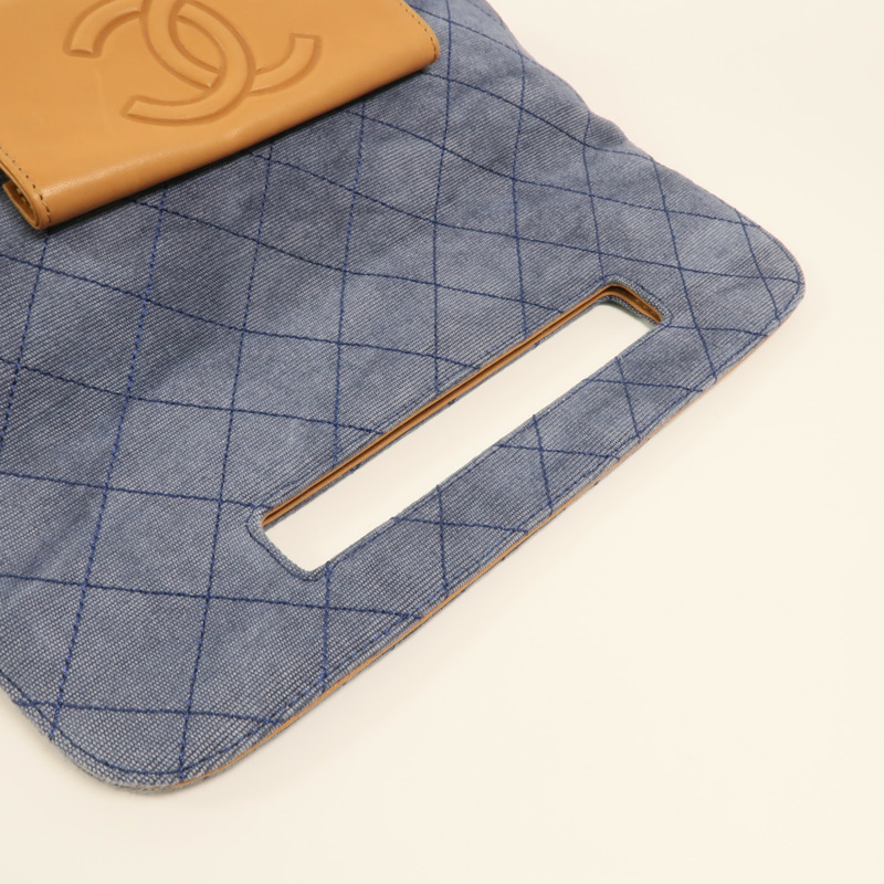 CHANEL 帆布Handbag銀扣肩背袋-8