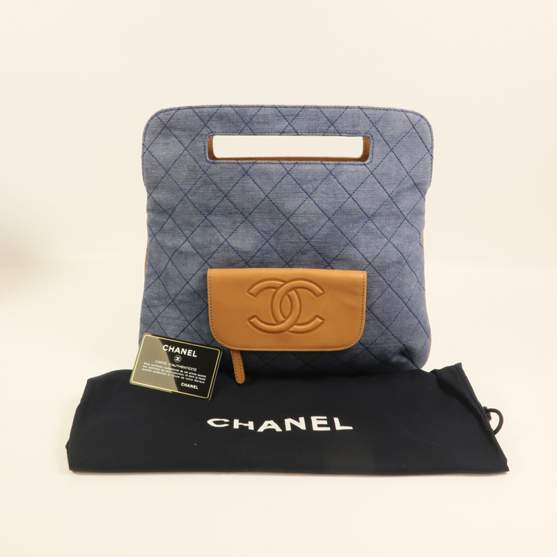 CHANEL 帆布Handbag銀扣肩背袋-10