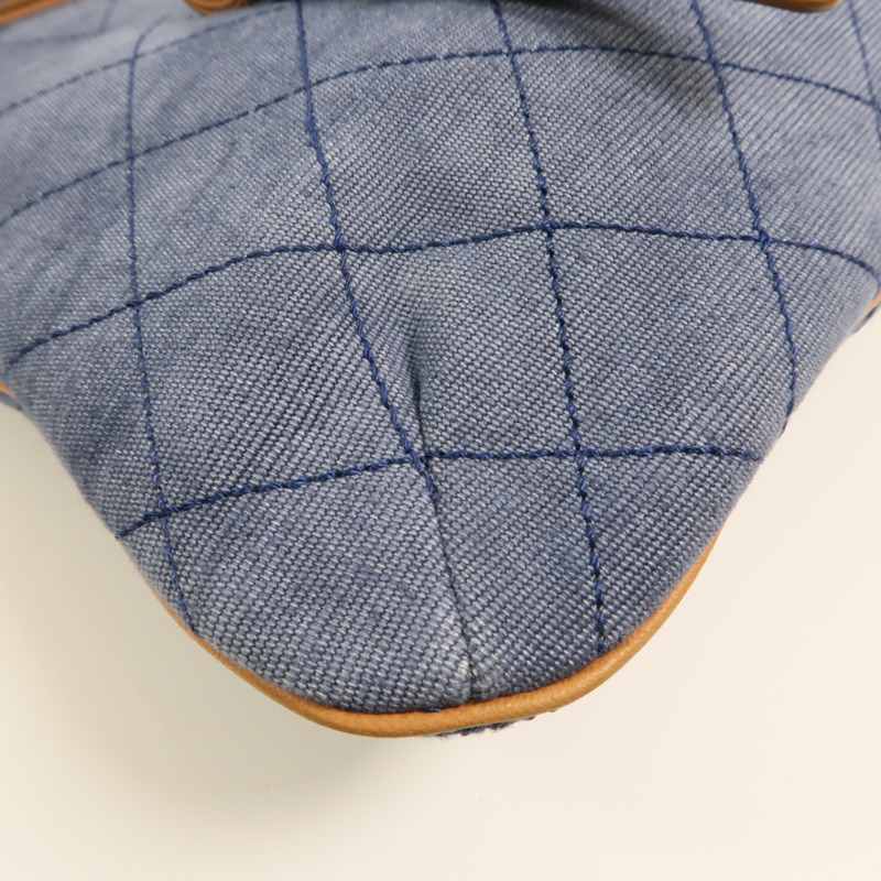 CHANEL 帆布Handbag銀扣肩背袋-12