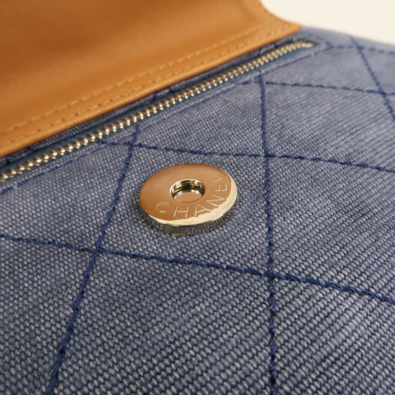 CHANEL 帆布Handbag銀扣肩背袋-15