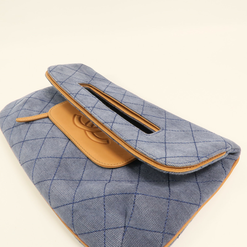 CHANEL 帆布Handbag銀扣肩背袋-16