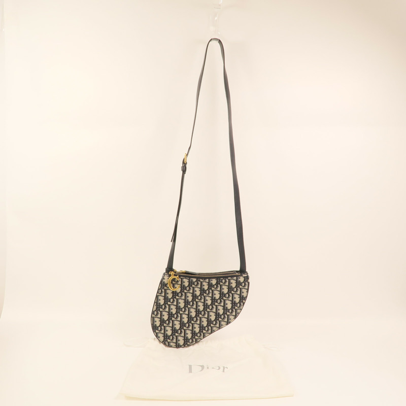 Dior 帆布Saddle Clutch金扣肩背袋-8