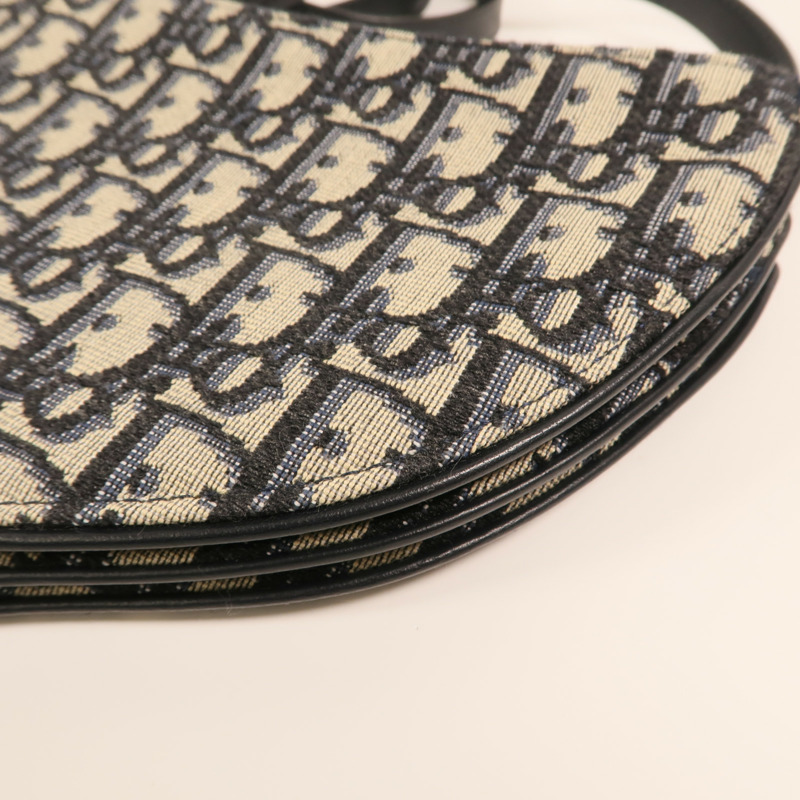 Dior 帆布Saddle Clutch金扣肩背袋-10