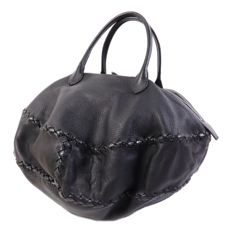 BOTTEGA VENETA 牛皮皮革Cushion Bag銀扣手挽袋-1