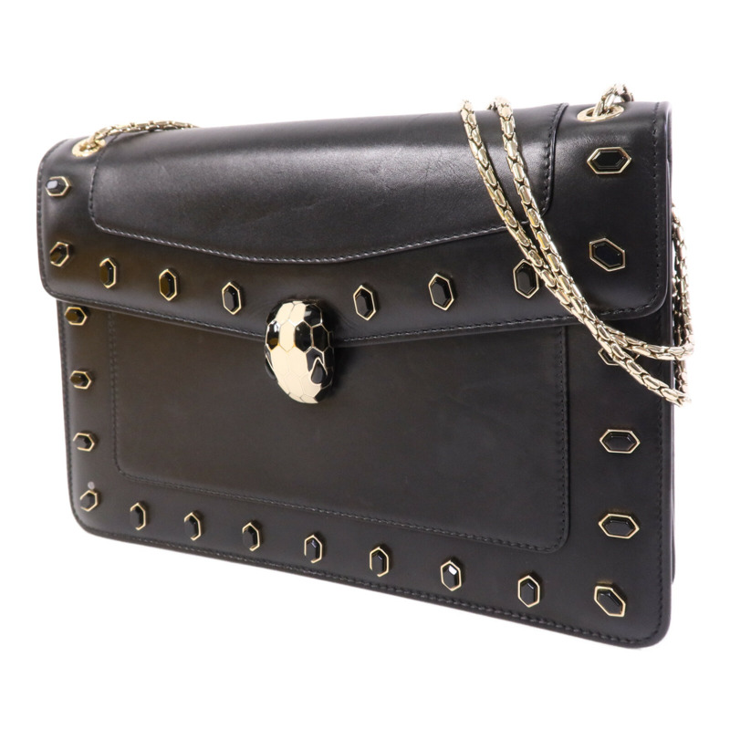 BVLGARI 牛皮皮革Serpenti Forever金扣鏈帶肩背袋-2