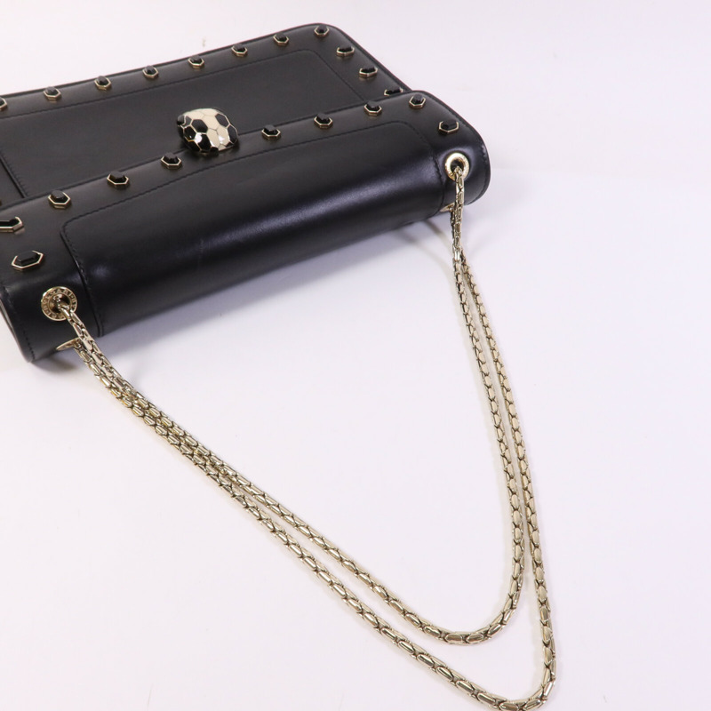 BVLGARI 牛皮皮革Serpenti Forever金扣鏈帶肩背袋-9