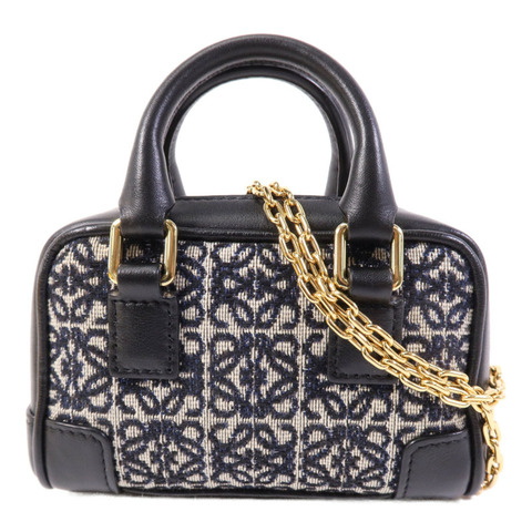 LOEWE 帆布Amazona Nano金扣鏈帶手挽肩背袋兩用袋