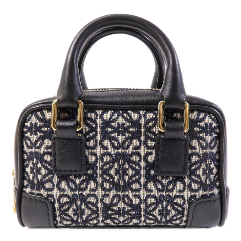 LOEWE 帆布Amazona Nano金扣鏈帶手挽肩背袋兩用袋-1