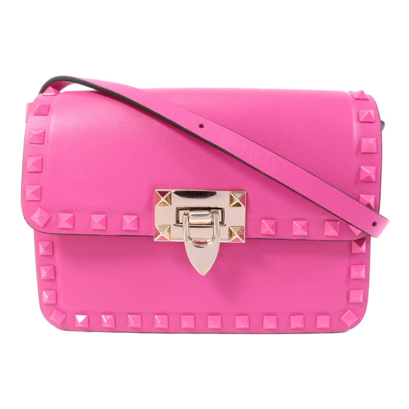 Valentino 牛皮皮革Rockstud 23金扣肩背袋-0