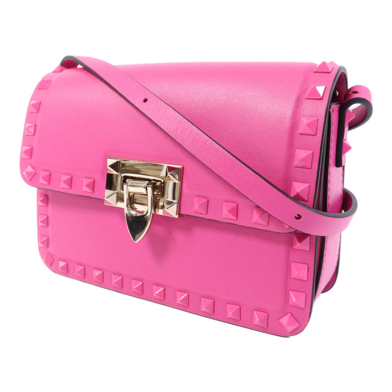 Valentino 牛皮皮革Rockstud 23金扣肩背袋-2