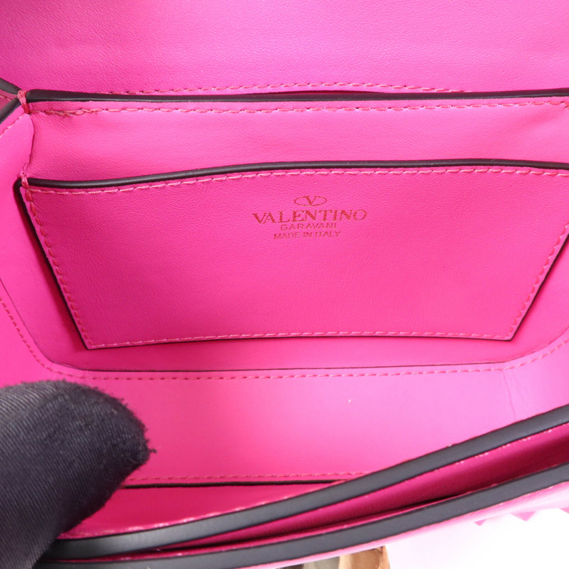 Valentino 牛皮皮革Rockstud 23金扣肩背袋-4