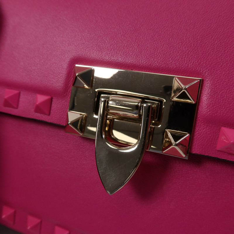 Valentino 牛皮皮革Rockstud 23金扣肩背袋-6