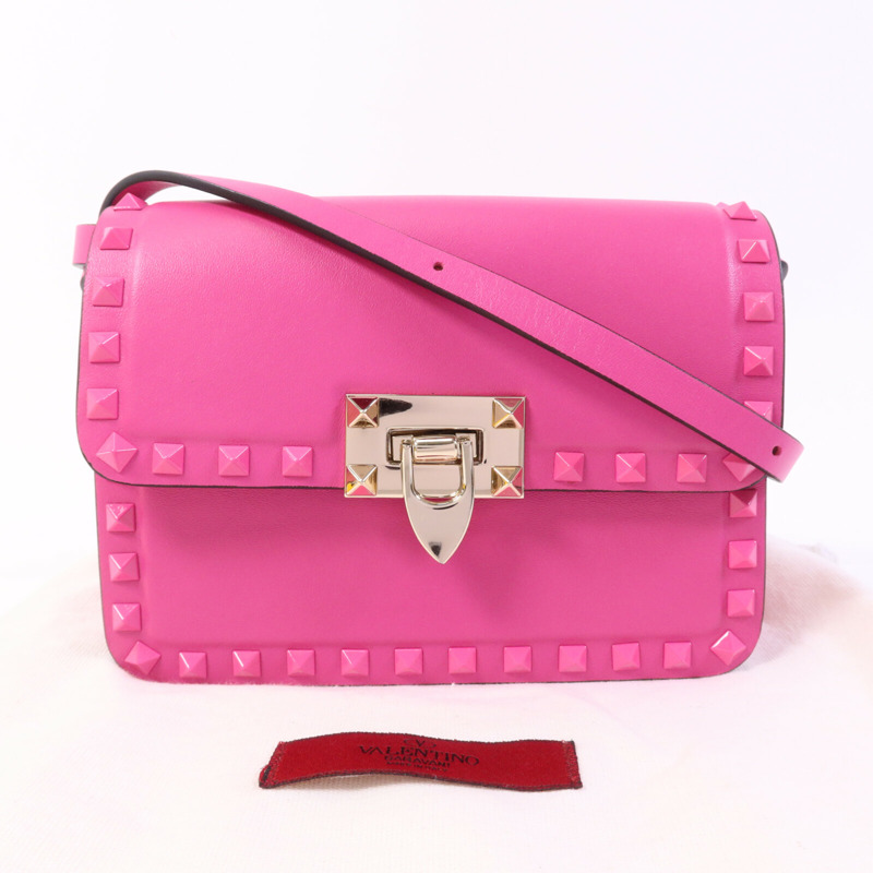 Valentino 牛皮皮革Rockstud 23金扣肩背袋-9