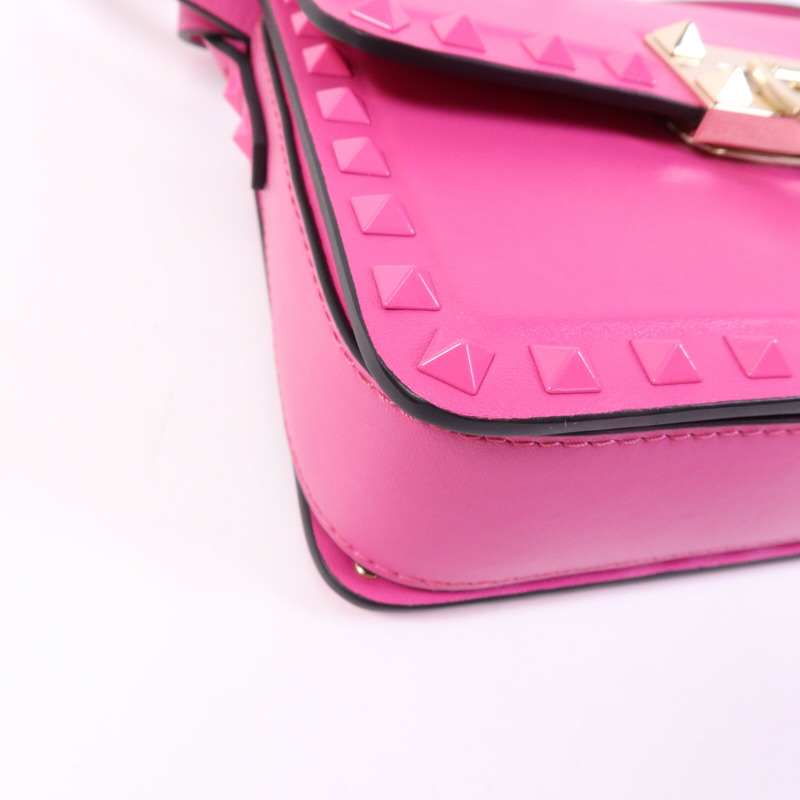 Valentino 牛皮皮革Rockstud 23金扣肩背袋-11