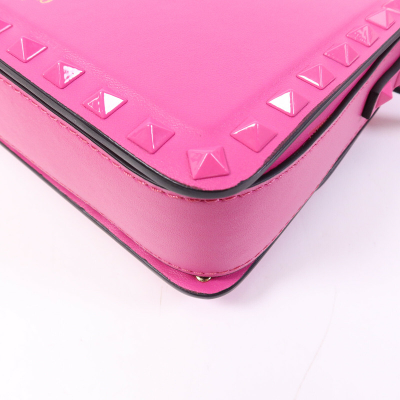 Valentino 牛皮皮革Rockstud 23金扣肩背袋-12