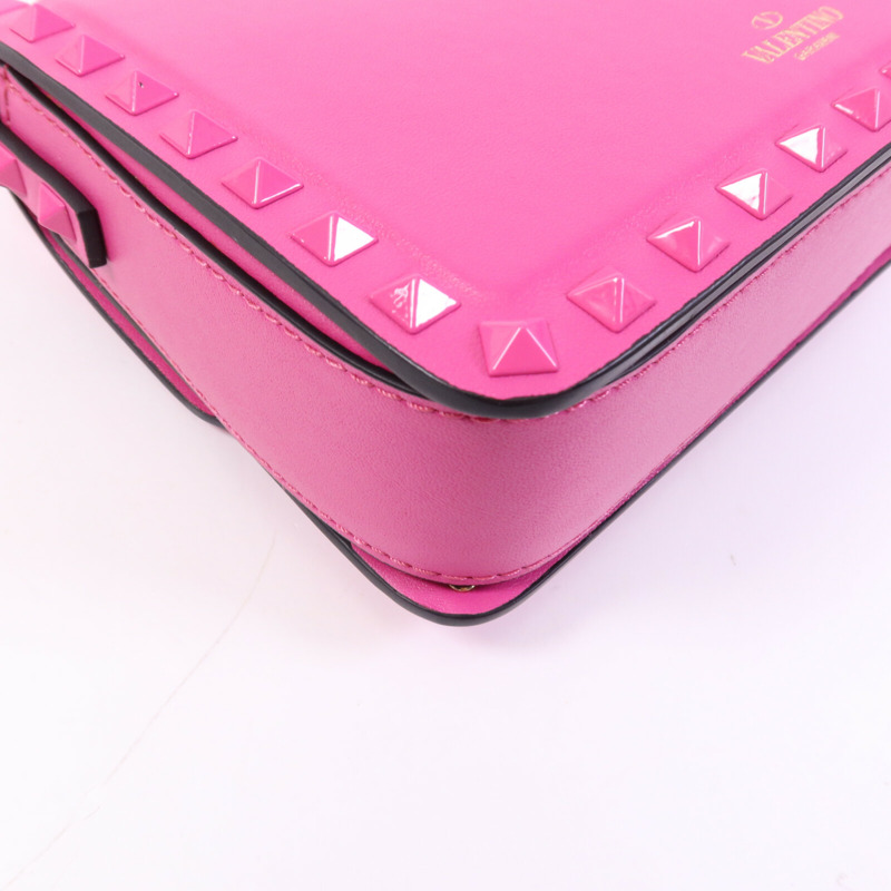 Valentino 牛皮皮革Rockstud 23金扣肩背袋-13