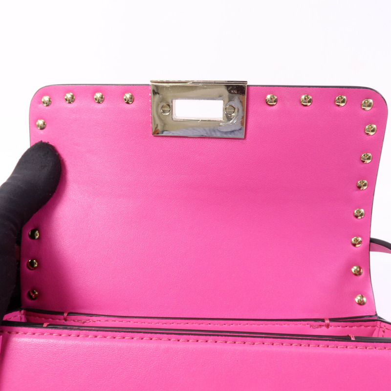 Valentino 牛皮皮革Rockstud 23金扣肩背袋-14